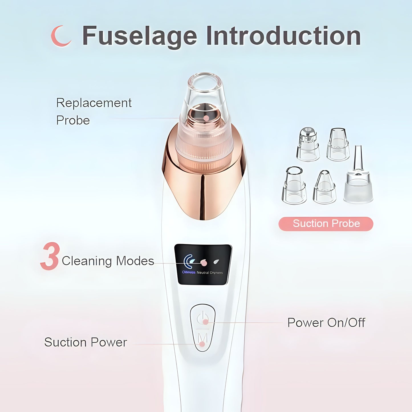 Shopeelo® Derma Suction Rechargeable Blackhead Remover | 5 Suction Levels Pore Vacuum Cleaner