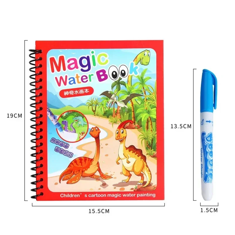 Shopeelo® Magic Water Drawing Coloring Book for Kids – Reusable Learning Book with Pen | Montessori Educational Toy (2–4 Years)