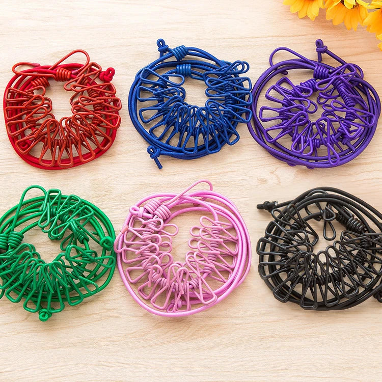 Shopeelo® Portable Retractable Windproof Clothesline with 12 Clips |  Drying Rope